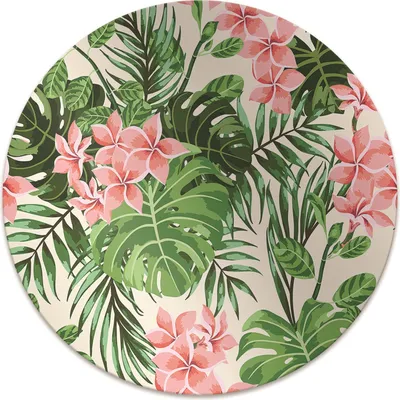 Produktbild von Rundmatte - Stuhlunterlage Bürostuhlunterlage - Rund Ø 100 cm - Bodenmatte - Fußmatte - Blumen Hawaii.
