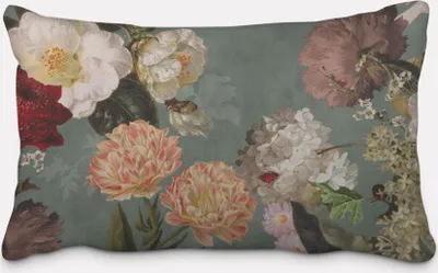A rectangular pillow with a vintage floral print.