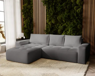Produktbild von Ecksofa L Nevada 250 cm mit Bettkasten - Links, Ecksofa L-Form, Schlafsofa Dunkelgrau (Trinity 15)