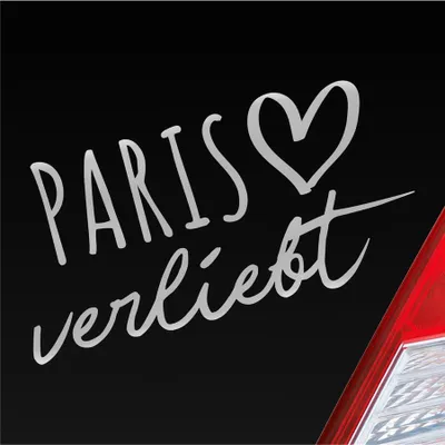Produktbild von Auto Aufkleber Paris verliebt Herz Stadt Heimat Liebe Car 19x10 cm Silber Sticker Heckscheibenaufkleber