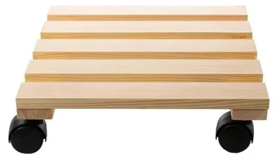 Productafbeelding van Cti Plantenroller - Plantentrolley - Voor binnen en buiten - draagvermogen tot 80 kg - vierkant-vurenhout - 30x30cm