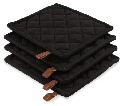 Produktbild von CH&F Topflappen 4er Set 20x20 cm – Waffelstruktur Richmond – Schwarz