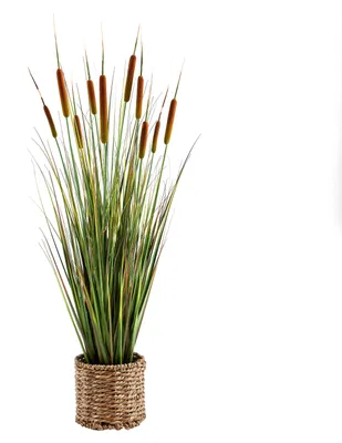 Produktbild von aplanta Künstlicher Rohrkolben – Emeric | 120 cm, für drinnen, Kunstpflanze, wie echt, Allergiker geeignet, pflanzliche Dekoration Praxis, Office & Wohnzimmer