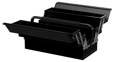 Produktbild von Faltbarer Werkzeugkasten aus Metall mit 5 Ablagen und Griff fš¹r Werkstatt und Garage, 45 x 20 x 34,5 cm, Schwarz