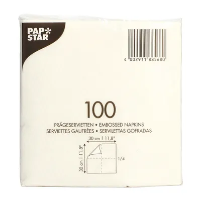 Zdjęcie produktu dla PAPSTAR 88568 Servietten - 30 x 30 cm, 1-lagig, weiß, 100 Stück