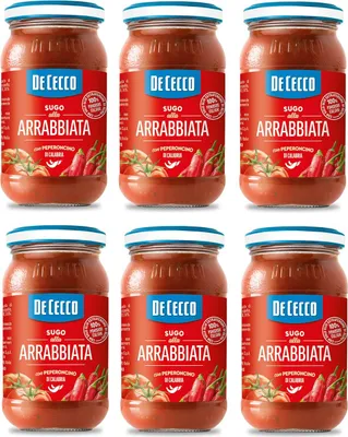 Produktbild von 6x De Cecco Sugo all'Arrabbiata con Peperoncino di Calabria Sauce mit Kalabrische Chili 100% italienische Tomaten 200g