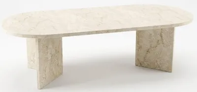 Productafbeelding van Dieser Elegante Ovale Couchtisch Hellem Marmor Eignet Wohnzimmer
