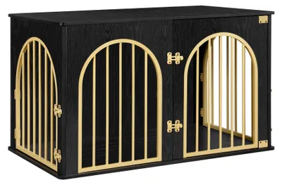 Image de Cage pour chiens - Enclos pour chiens - Abri pour chiens - Maison pour chiens - Cage pour chiens noire - Structure métallique robuste