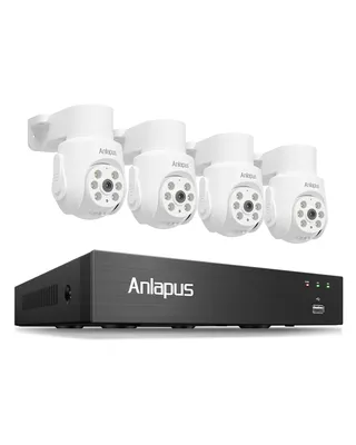 Produktbild von Anlapus 1080P PTZ Überwachungskamera Set Außen, 8CH DVR ohne HDD, 4X Schwenkbar Dome Kameras mit Kabel, Personen- & Fahrzeugerkennung, Audioaufnahme