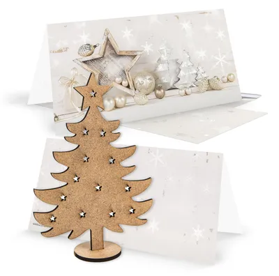 Produktbild von 3 weihnachtliche Grußkarten mit Umschlägen + 3 Weihnachtsbäume