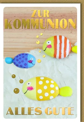 Produktbild von Kommunion - Karte mit Umschlag - lustige Fische