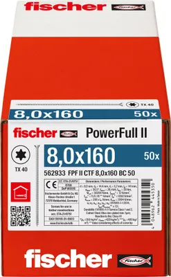 Produktbild von Fischer 562933, Schraube, Verzinkter Stahl, Holz, Zink, Vollgewinde, Senkkopf