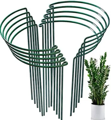 Produktbild von PolkaHome® 10-teiliges Pflanzenstützset – Halbrund Metall, 25x40x25 cm, für Tomaten & Rosen