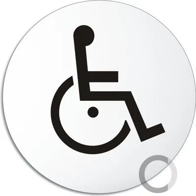 Produktbild von Türschild - Rollstuhl WC | Toilettenschild behindertengerecht aus Aluminium | Ø 100 mm