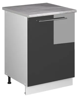 Image de Meuble bas sous-évier Vicco Fame-Line Anthracite Haute brillance/Blanc 60cm, Model 62186