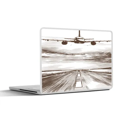 Produktbild von MuchoWow® Laptop Aufkleber Sticker Cover Flugzeug - Luft - Schwarz - Weiß 25x18 cm - Laptop-Deko