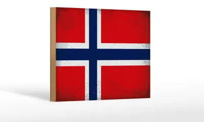 Produktbild von Holzschild Flagge Norwegen 18x12 cm Flag Norway Vintage Dekoration