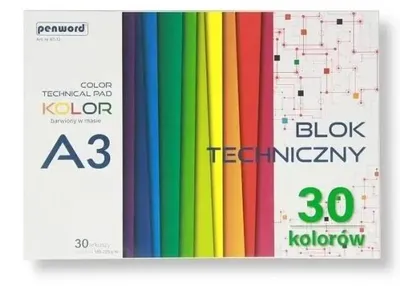 Obrázek produktu pro Technický blok A3, barevný, 185-225 g, 30 listů - Penword