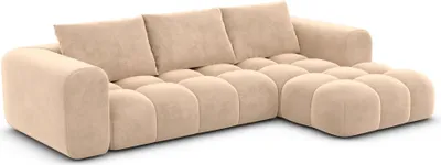 Produktbild von Samtstoff L-Form Sofa Lavera Beige Rechts