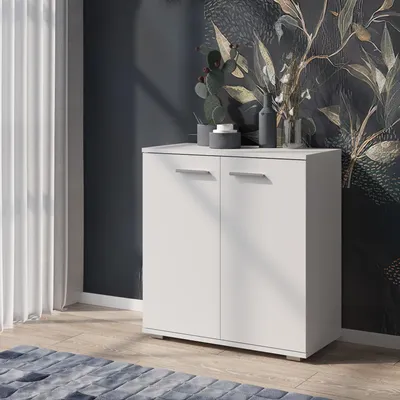 Obrázok produktu pre Komoda FAUSKE – priestranná – 2-dverová – biela – šírka 69 cm, výška 74 cm, hĺbka 34 cm