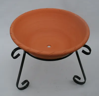 Produktbild von Pflanzschale TERRACOTTA "Primavera"- mit Abflußloch mit Metallständer