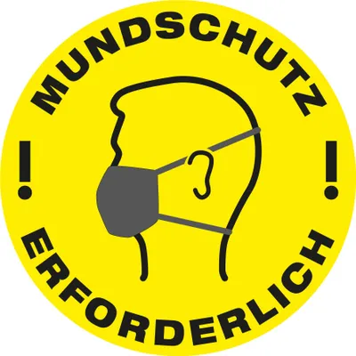 Produktbild von Fußboden-Aufkleber "Mundschutz" (30x30cm) GELB