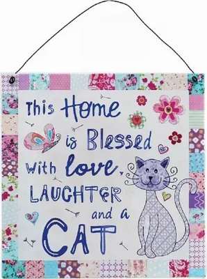 Produktbild von Lesser & Pavey Metallschild für Katzenfreunde "This Home is Blessed with Love, Laughter and a Cat"