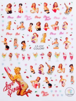Produktbild von Dünne selbstklebende Nagelsticker Pin-Up Girl CA-254
