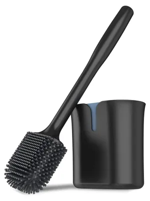 Produktbild von WC-Bürste mit Halter Toilettenbürste Klobürste - Silikon - Schwarz - Wandmontage