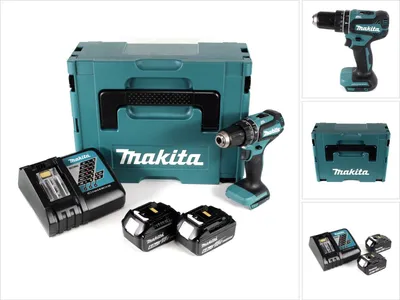 Produktbild von Makita DHP 485 RGJ Akku Schlagbohrschrauber 18V 50Nm + 2x Akku 6,0Ah + Schnellladegerät + Makpac