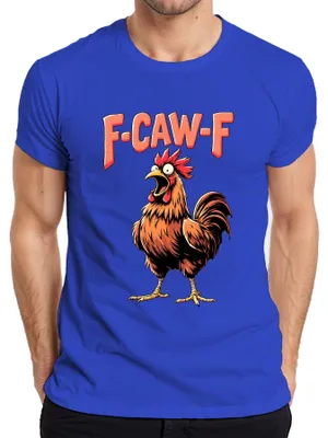 Obrázek produktu pro F CAW-F Funny Rooster Cartoon Farm Gift Vintage Humor Pánské tričko, modrá, S