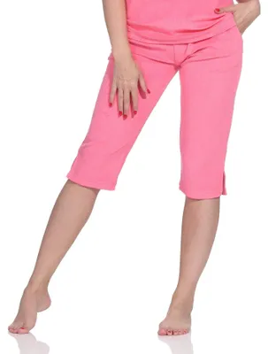 Produktbild von Normann Damen kurzarm Frottee Capri Schlafanzug Shorty Pyjama – ideal auch als Homewear ; pink , 48