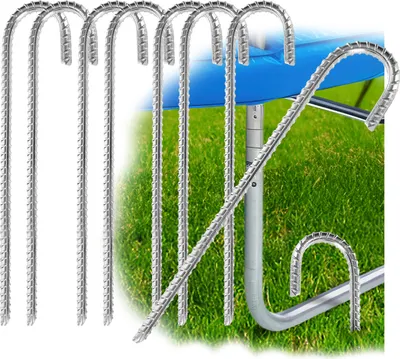 Produktbild von COM-FOUR® 8x XL Bodenanker aus massivem Stahl, J-Form 38 cm, Ø 1 cm – verzinkte Erdanker für Zelt, Pavillon, Hüpfburg, Trampolin, auch als Bewehrungsstab für den Boden, stabil & rostfrei