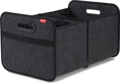 Produktbild von Kofferraum Organizer Filz – Faltbare Auto Faltbox mit 35L Volumen – Stabil & belastbar mit verstärktem Boden – Netztasche für Zubehör – Platzsparend faltbar – Gepolsterte Griffe für hohen Tragekomfort