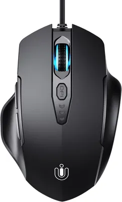 Zdjęcie produktu dla Mysz z kablem, ergonomiczna konstrukcja, regulacja do 7200 DPI z 6 przyciskami, mysz komputerowa do laptopa PC, Plug & Play, matowa czerń