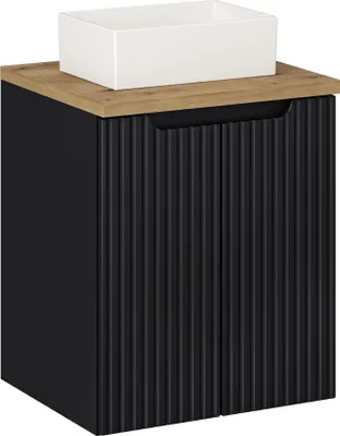 Obrázok produktu pre Kúpeľňová skrinka 50 cm s umývadlom na podstavci a doskou dub čierny