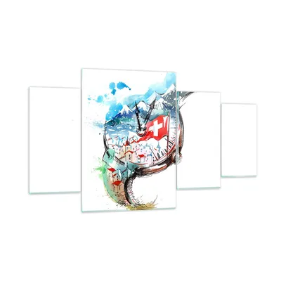 Produktbild von Bilder auf glas - Uhr Schweizer Alpen Wolke - 160x90cm - Glasbilder - Wandbilder - Kunstdruck - zum Aufhängen bereit - Wanddekoration aus Glas - Glas Bilder - Wandbild auf Glas - GDL160x90-3038