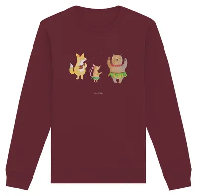 Produktbild von Mr. & Mrs. Panda Organic Baumwolle Pullover Waldtiere Aloha Größe XL - Burgundy - Geschenk, Igel, Musik, Bär, Baumwoll Sweatshirt, Pulli, Tanzen, Leben, Sweater