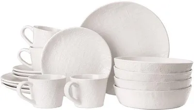 Obrázek produktu pro Sada nádobí pro 4 osoby – kompletní jídelní servis – 16 kusů – bílá