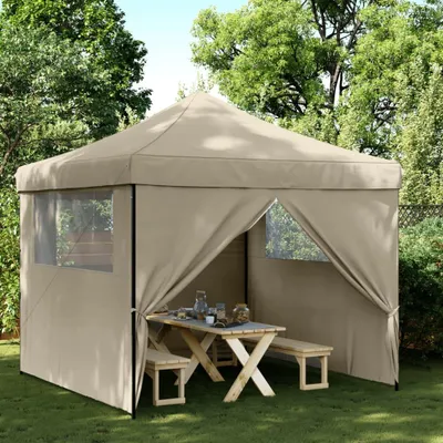 Produktbild von vidaXL Partyzelt Faltbar Pop-Up mit 4 Seitenteilen Taupe