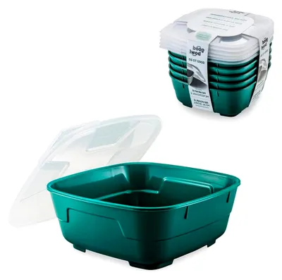 Produktbild von GoodBowl Tiny, 5er Set, Mehrweg Essensbehälter, 550 ml, To Go Lunchboxen, mikrowellengeeignet, grün