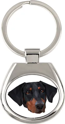 Image de Dobermann - porte-clés géométrique avec photo et inscription Art-Dog