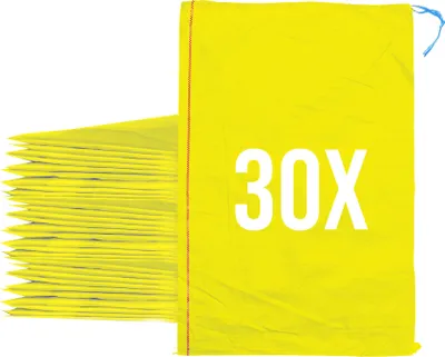 Produktbild von Bazko Leere Hochwasser Sandsäcke zum Befüllen | 30x PP Gewebesack 50x80 cm gelb | mit Zugband