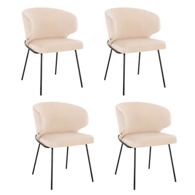 Produktbild von HOME DELUXE - Polsterstuhl AMARA- 4 Stück, Farbe: Samt Beige - weiche Polsterung, bis 120 kg belastbar I Küchenstuhl Speisestühle Esszimmerstühle