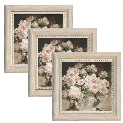 Productafbeelding van Set van 3 vierkante fotolijsten, geschikt om neer te zetten en op te hangen - Retro design - 10x10 cm - Wit