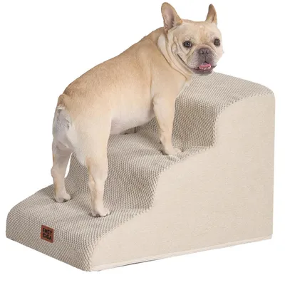 Image de Escalier pour chien, 3 marches, 40 cm de haut, couleur beige, dimensions 40x57x40 cm