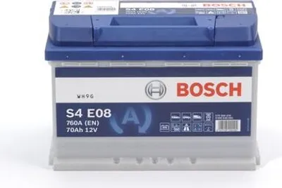 A Bosch S4E starter battery is shown against a white background.