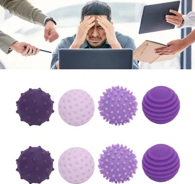 Produktbild von 8 Stück Fingerspitzen-Silikon-Sensorbälle, strukturiertes Stressabbau-Spielzeug für Reisen, Arbeit und Zuhause, Lila