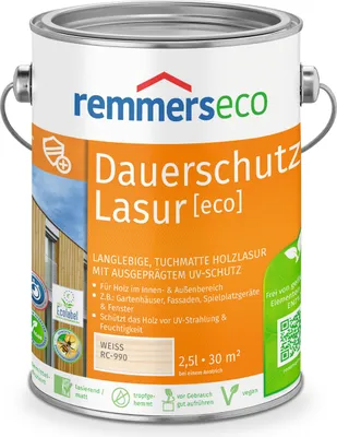 Produktbild von Remmers Öl-Dauerschutz-Lasur [eco] weiß (RC-990) 2,5 l, Holzlasur aussen