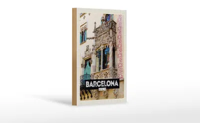 Produktbild von Holzschild Reise 12x18 cm Barcelona Spain Architektur Tourismus
